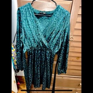 Leopard Print Emerald Green Dress